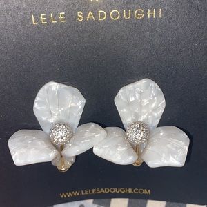 Lele Sadoughi Mother of Pearl & Crystal Earrings.
